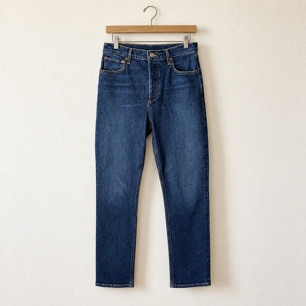 Agolde Riley Long Jeans Women 28 Blue NWOT High Rise Straight Leg Denim Organic